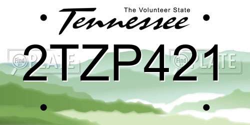 2TZP421 Tennessee License Plate