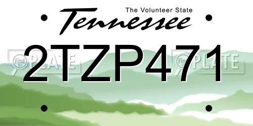 2TZP471 Tennessee License Plate