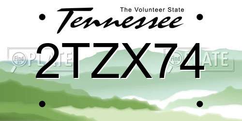 2TZX74 Tennessee License Plate