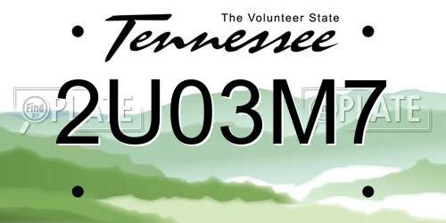 2U03M7 Tennessee License Plate