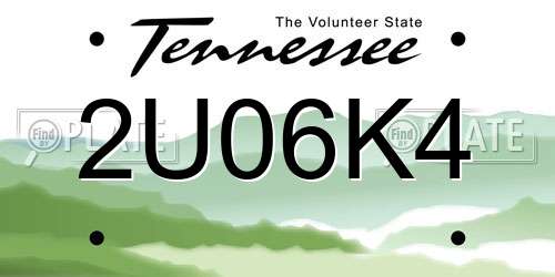2U06K4 Tennessee License Plate