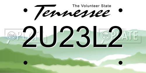 2U23L2 Tennessee License Plate