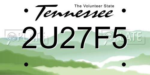 2U27F5 Tennessee License Plate