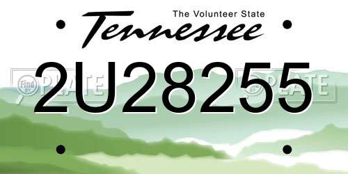 2U28255 Tennessee License Plate