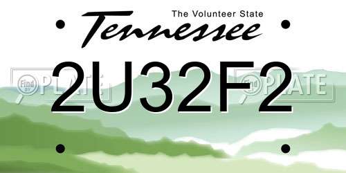 2U32F2 Tennessee License Plate