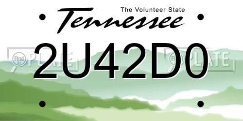 2U42D0 Tennessee License Plate