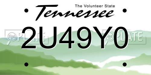 2U49Y0 Tennessee License Plate
