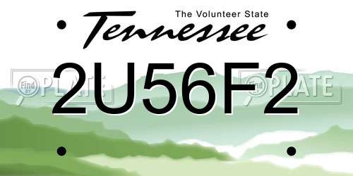 2U56F2 Tennessee License Plate