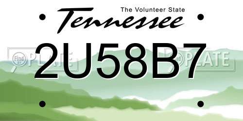 2U58B7 Tennessee License Plate