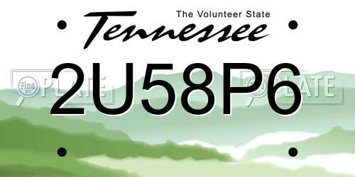 2U58P6 Tennessee License Plate