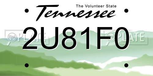 2U81F0 Tennessee License Plate