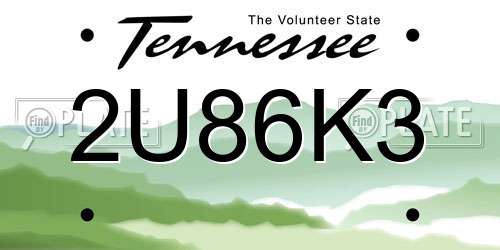 2U86K3 Tennessee License Plate
