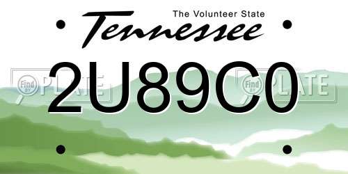 2U89C0 Tennessee License Plate