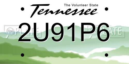2U91P6 Tennessee License Plate