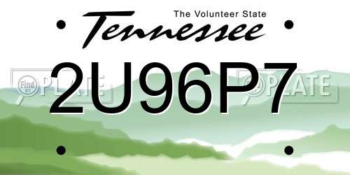2U96P7 Tennessee License Plate