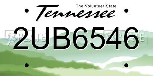 2UB6546 Tennessee License Plate