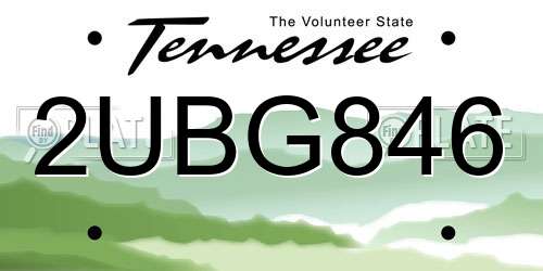 2UBG846 Tennessee License Plate