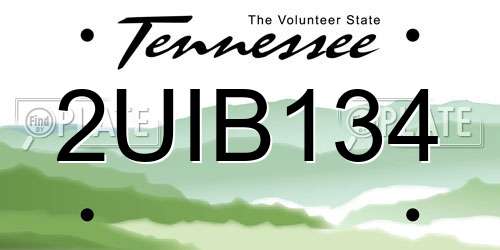 2UIB134 Tennessee License Plate
