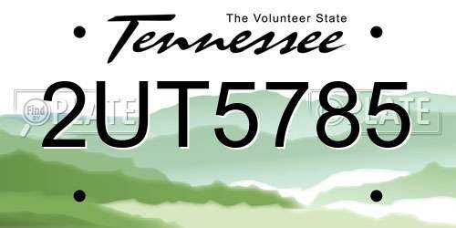 2UT5785 Tennessee License Plate