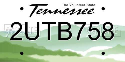 2UTB758 Tennessee License Plate