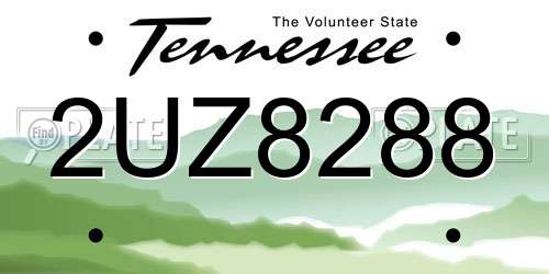 2UZ8288 Tennessee License Plate