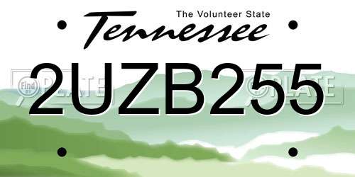 2UZB255 Tennessee License Plate
