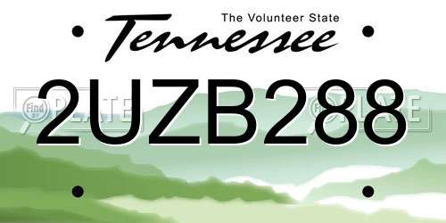 2UZB288 Tennessee License Plate