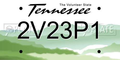 2V23P1 Tennessee License Plate