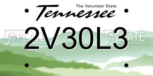 2V30L3 Tennessee License Plate