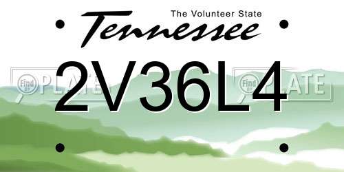 2V36L4 Tennessee License Plate