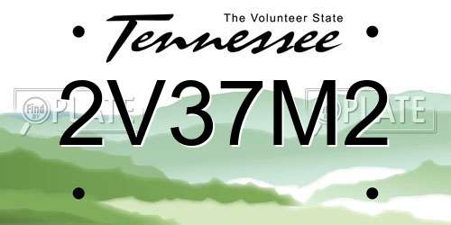 2V37M2 Tennessee License Plate