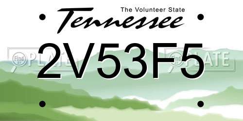 2V53F5 Tennessee License Plate