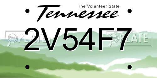 2V54F7 Tennessee License Plate