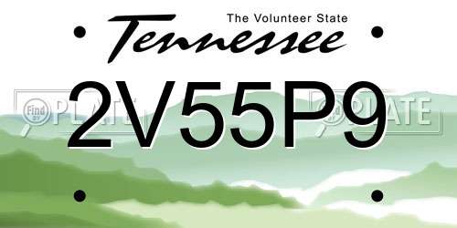 2V55P9 Tennessee License Plate