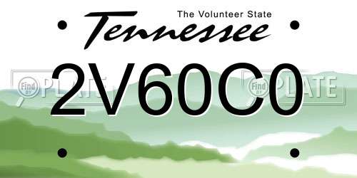 2V60C0 Tennessee License Plate