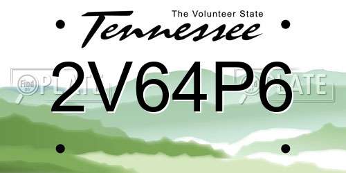 2V64P6 Tennessee License Plate