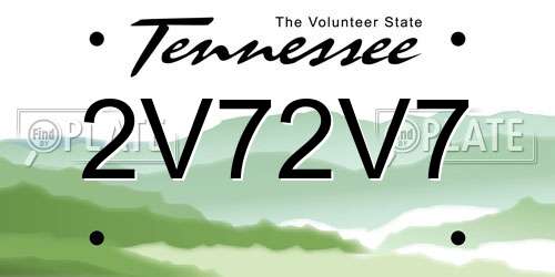 2V72V7 Tennessee License Plate