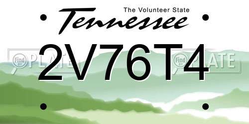 2V76T4 Tennessee License Plate