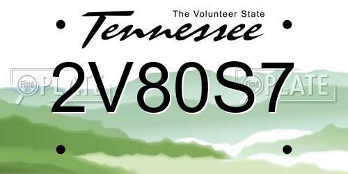 2V80S7 Tennessee License Plate