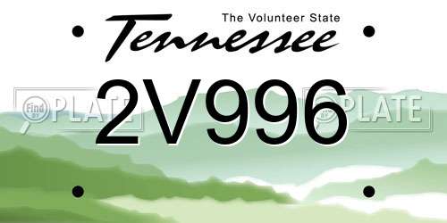 2V996 Tennessee License Plate