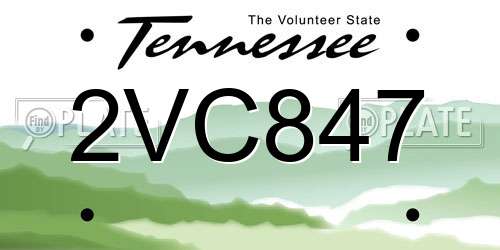 2VC847 Tennessee License Plate