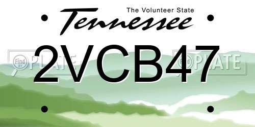 2VCB47 Tennessee License Plate