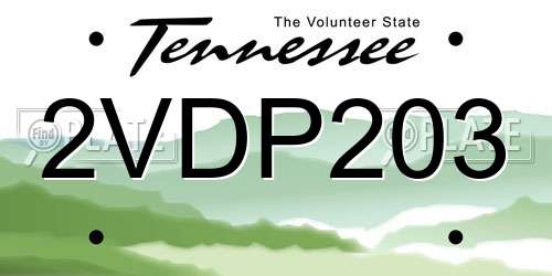 2VDP203 Tennessee License Plate