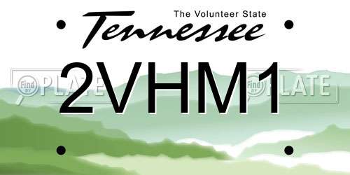 2VHM1 Tennessee License Plate