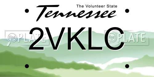 2VKLC Tennessee License Plate