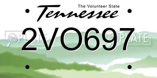 2VO697 Tennessee License Plate