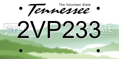 2VP233 Tennessee License Plate