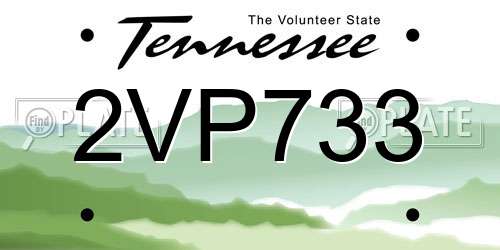 2VP733 Tennessee License Plate
