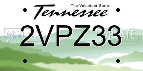 2VPZ33 Tennessee License Plate