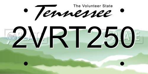 2VRT250 Tennessee License Plate